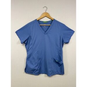 Medical Nursing HH Works Women Large Blue Monica V-Neck Short Sleeve Scrub Top
